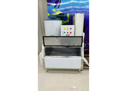 Case of 500 kg flake ice machine in an aquatic product store in Hainan